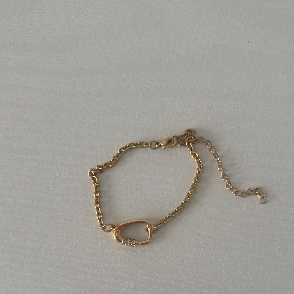 Delicate Gold Chain Bracelet with Carabiner Accent